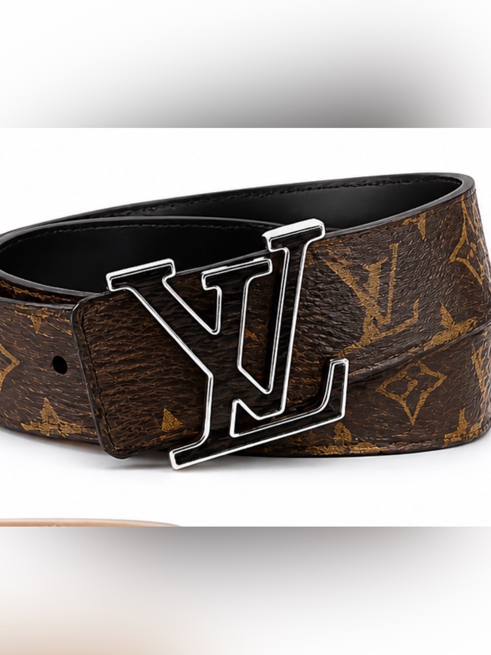 Louis Vuitton Brown Monogram Canvas  Belt with Silver LV Buckle 95/38